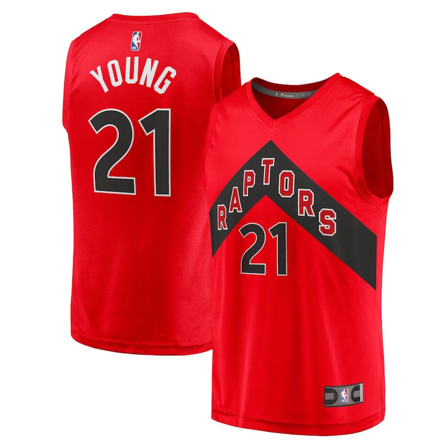 Men Toronto Raptors #21 Thaddeus Young Fanatics Branded Red Fast Break Replica NBA Jersey